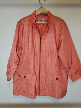 Chico's Lightweight Zip Front Jacket in Coral